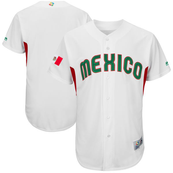 customized Men Mexico Baseball Majestic White 2017 World Baseball Classic Authentic Team Jersey